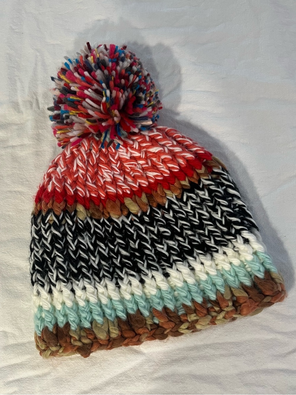 Multicolor Pom Pom Knit Beanie